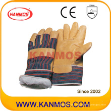 Cuero de cerdo amarillo Cuero Guantes de trabajo industriales de trabajo de invierno (22302)